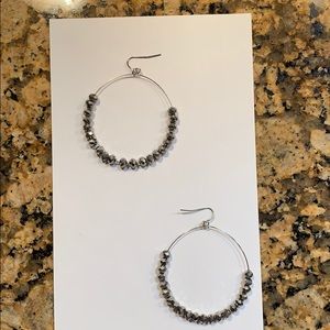 gray crystal Hoop earrings